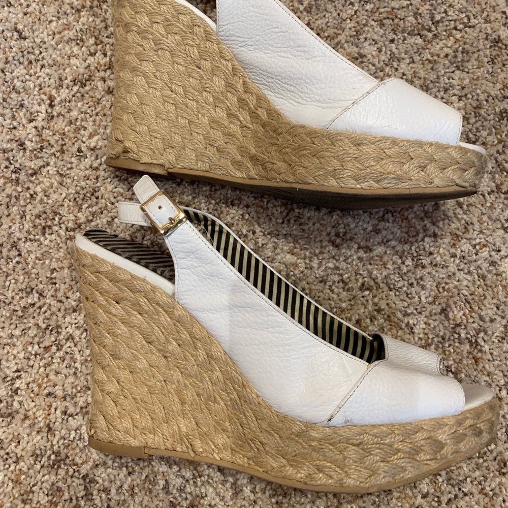 Jessica Simpson white platform heels